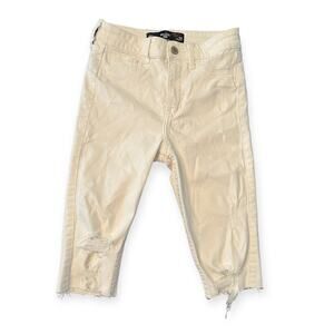 Hollister High Rise White Distressed Cut Off Shorts Size 00/W23 Teen Casual